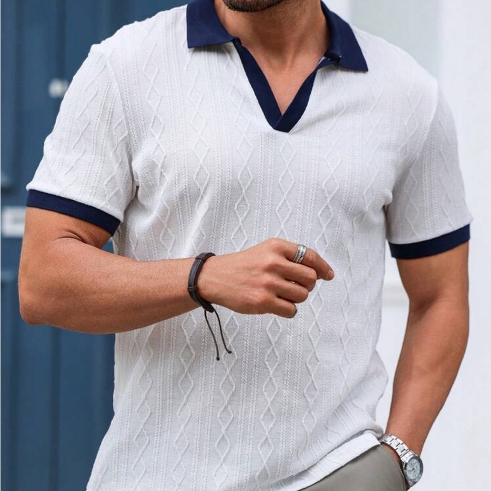 Manfinity Homme Men's Color Block Short Sleeve Casual Polo Shirt